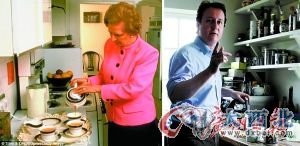 撒切尔夫人在厨房。(资料图片) 卡梅伦在厨房。(资料图片) 撒切尔夫人在厨房。(资料图片) 卡梅伦在厨房。(资料图片)