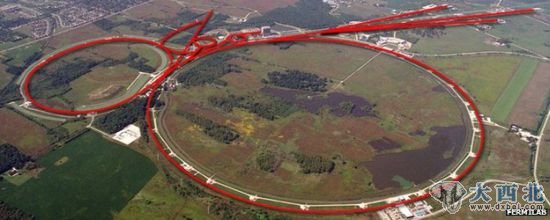 隶属于美国费米国家实验室的“万亿伏特粒子加速器”(Tevatron),在长达20年的时间内它一直占据着世界最强大粒子加速器的位置 隶属于美国费米国家实验室的“万亿伏特粒子加速器”(Tevatron),在长达20年的时间内它一直占据着世界最强大粒子加速器的位置
