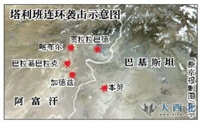 塔利班连环袭击示意图