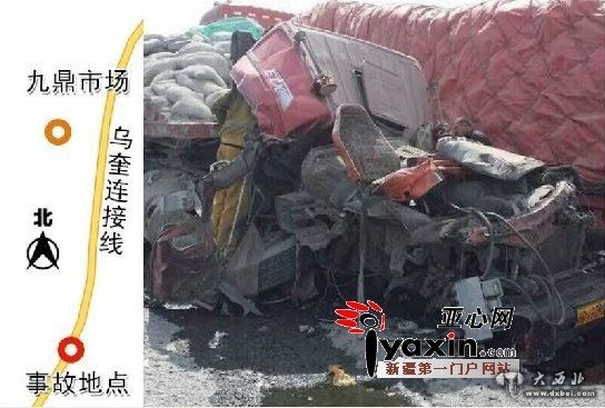 乌奎连接线超载大货刹车失灵连撞六车 一死两伤 乌奎连接线超载大货刹车失灵连撞六车 一死两伤