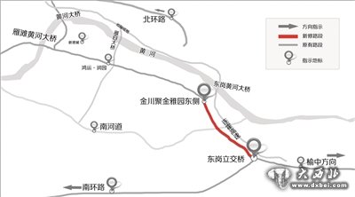 T605号路东段新建路段示意图(红线标注路段)